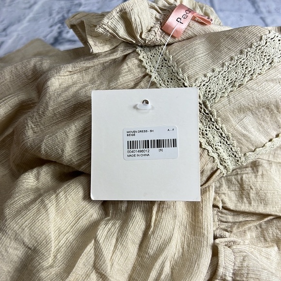 Peach puff beige ruffle lace dress BoHo style size small - Picture 14 of 14